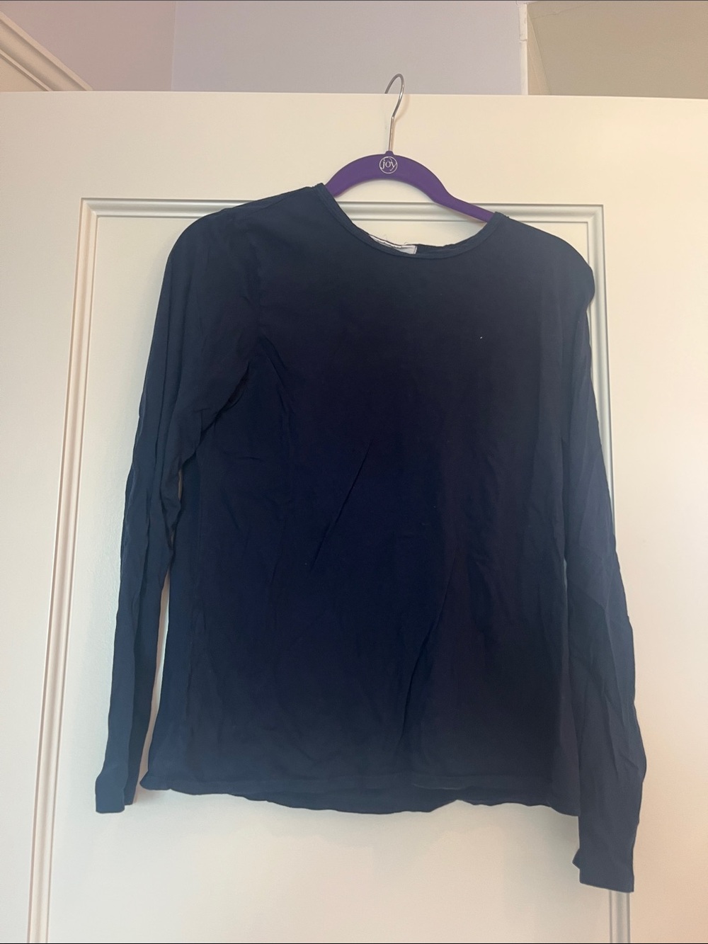 perfectwhitetee Navy Long Sleeve Crew Tee